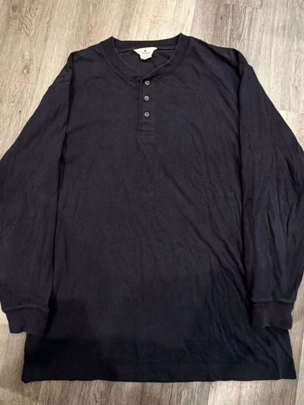Woolrich Henley Long Sleeve Shirt Size L Black Cotton
